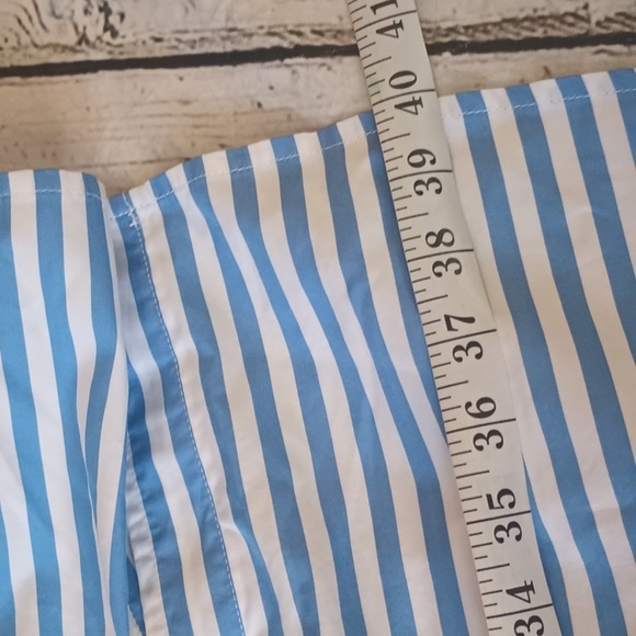 Talbots Blue White Vertical Stripe Long Sleeve A Line Cotton Shirtdress 4P - Picture 5 of 7